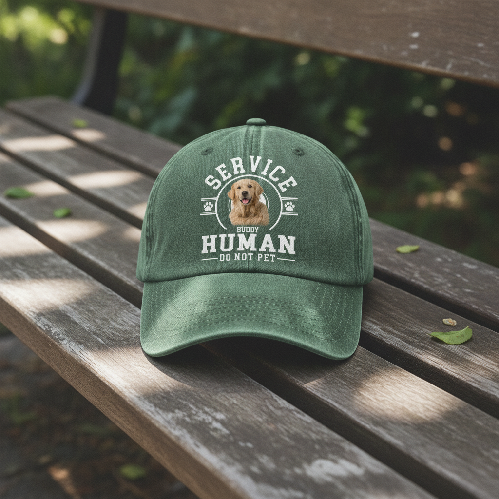 Custom Photo Service Human, Do Not Pet Washed Denim Baseball Cap Ha75 HRRFJ