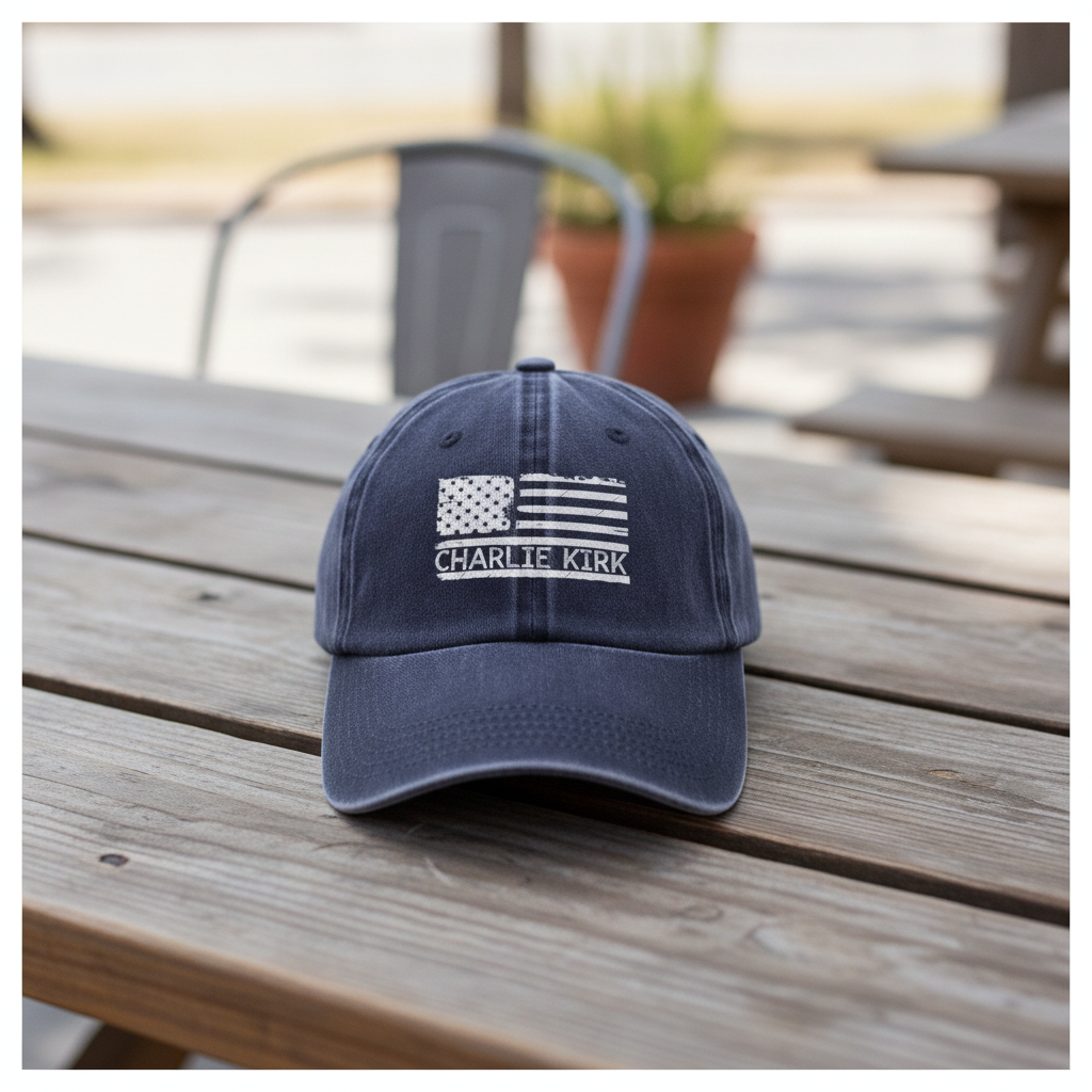 Charlie Kirk Memorial Washed Denim Baseball Cap Ha75 QU87F