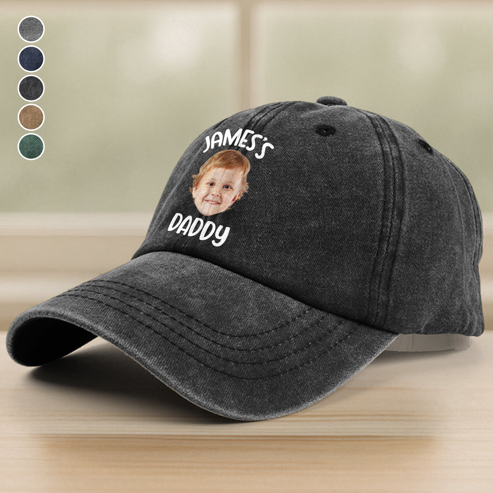Custom Baby Face Photo Washed Denim Baseball Cap Ha75 5HTFF