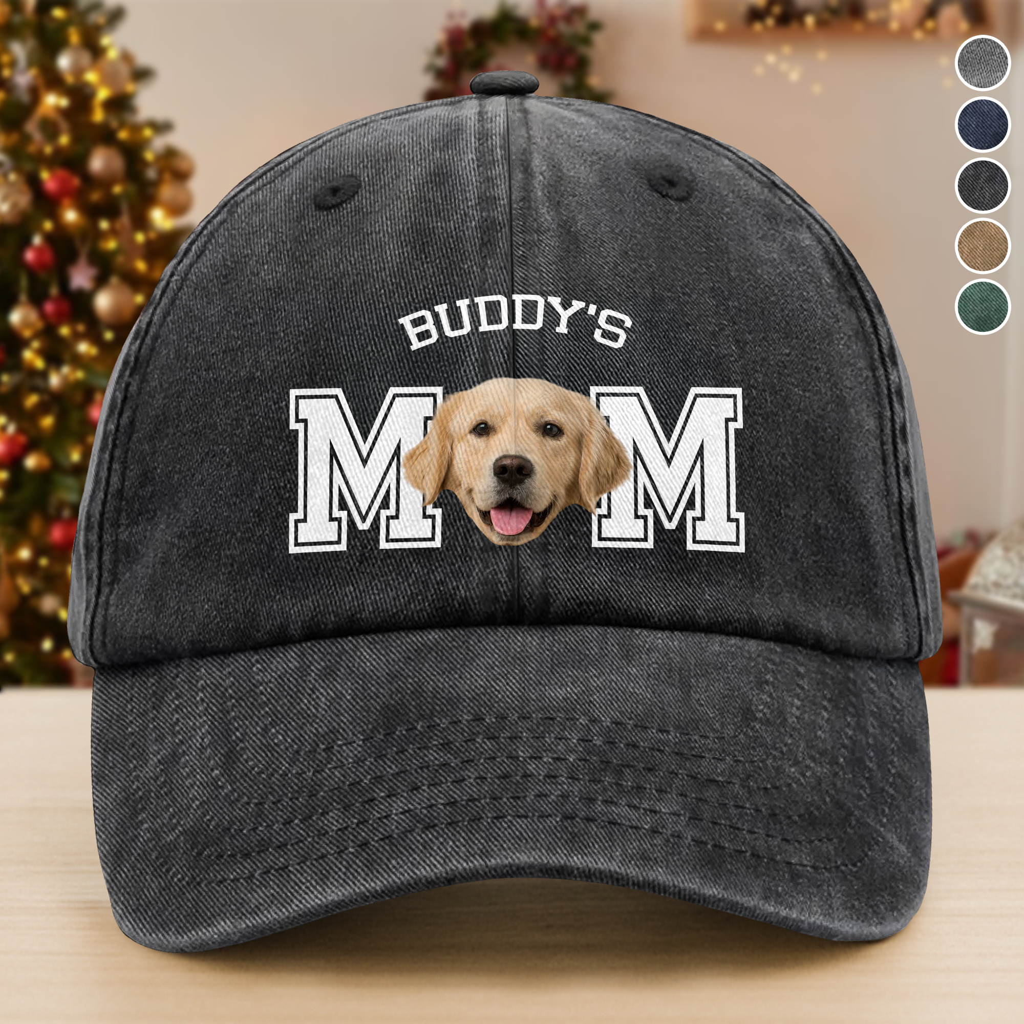 Custom Photo Dog Cat Dad Washed Denim Baseball Cap Ha75 DSMCC