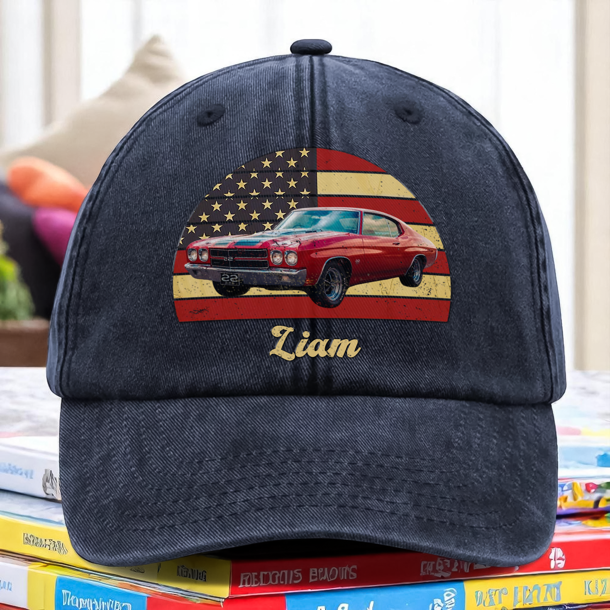 Custom Photo Vintage Retro Car Washed Denim Baseball Cap Ha75 M39W8