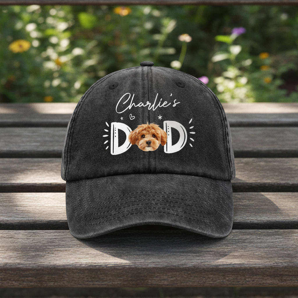 Custom Photo Dog Cat - Dog Mom Cat Mom Washed Denim Baseball Cap Ha75 R2MAH