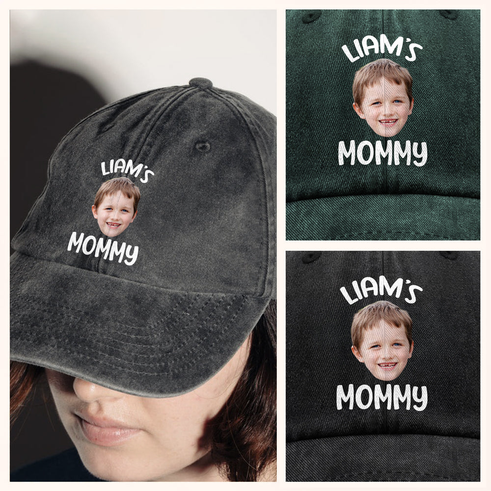 Custom Baby Face Photo Washed Denim Baseball Cap Ha75 5HTFF