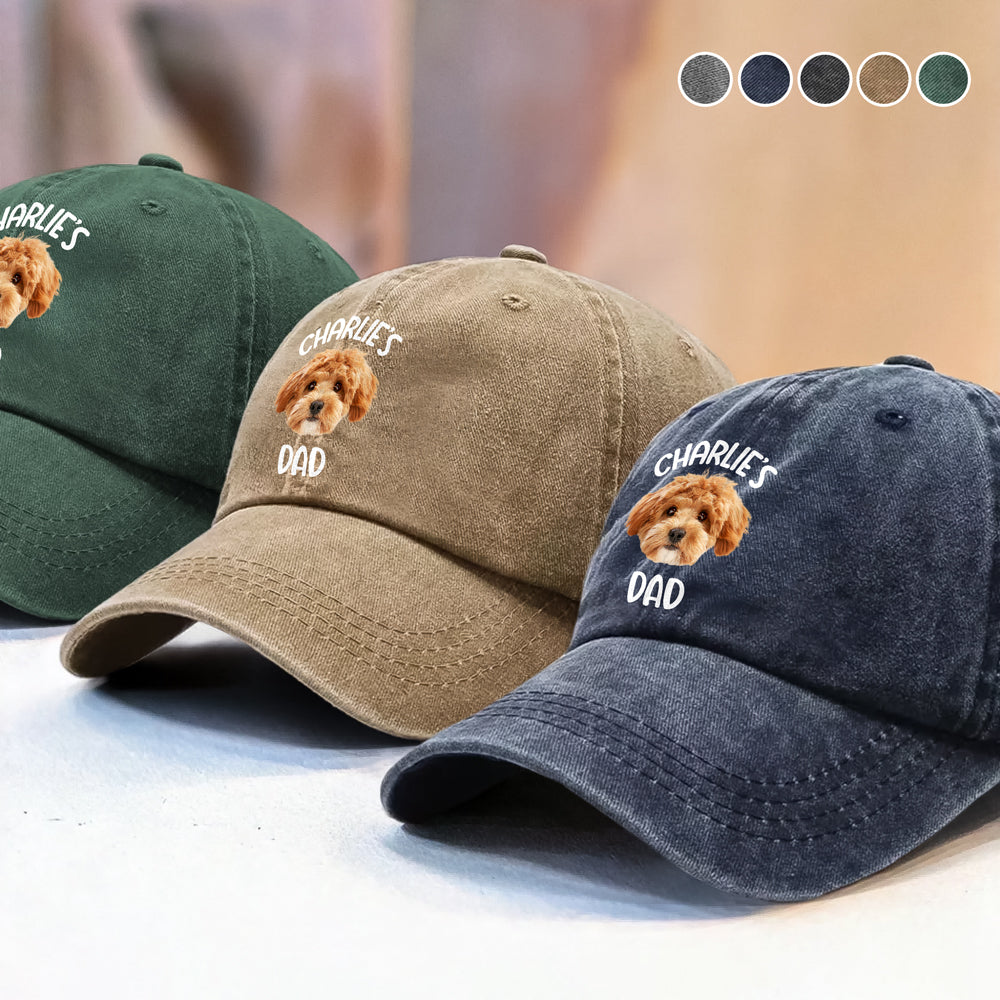 Custom Pet Photo Washed Denim Baseball Cap Ha75 SUYV5