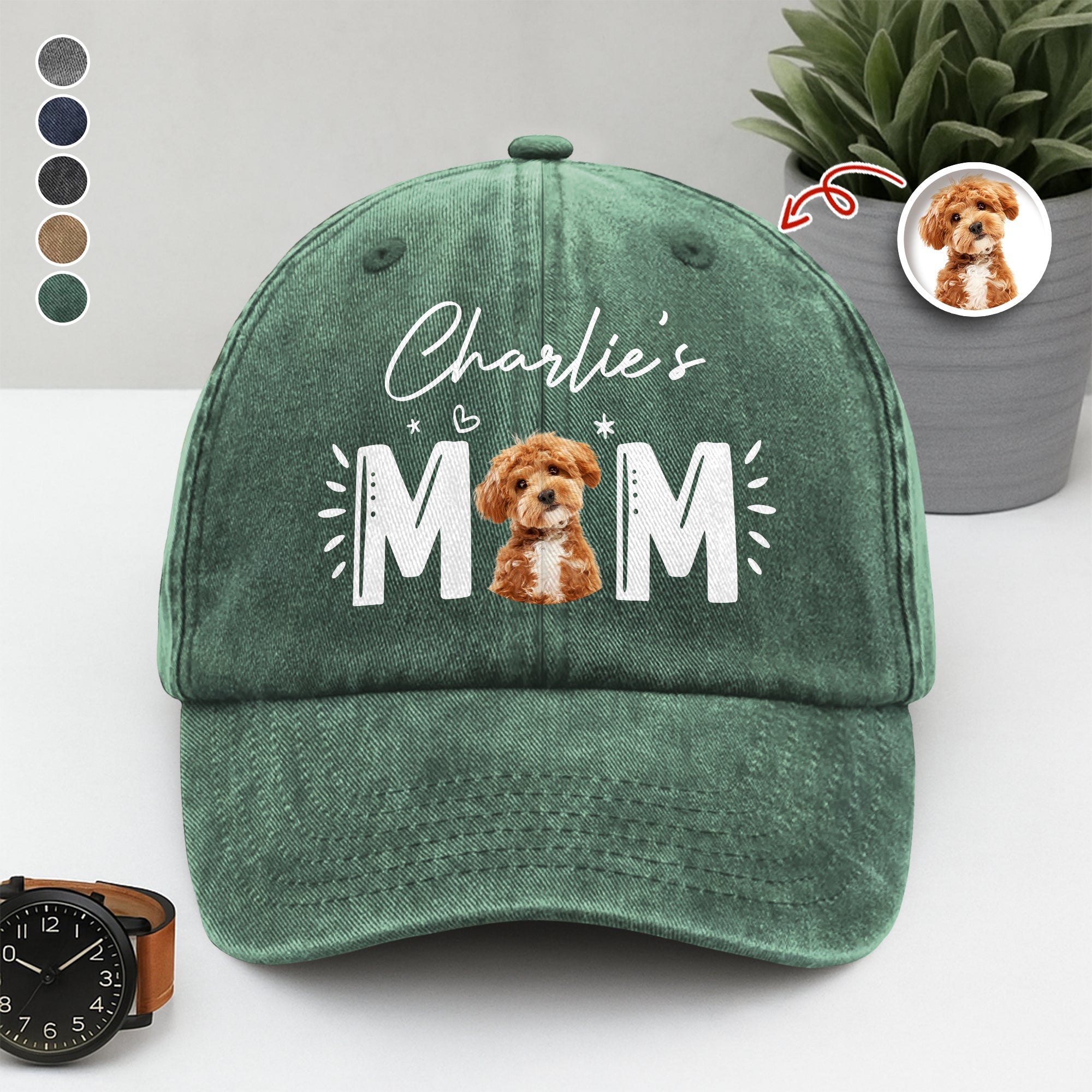 Custom Photo Dog Cat - Dog Mom Cat Mom Washed Denim Baseball Cap Ha75 R2MAH