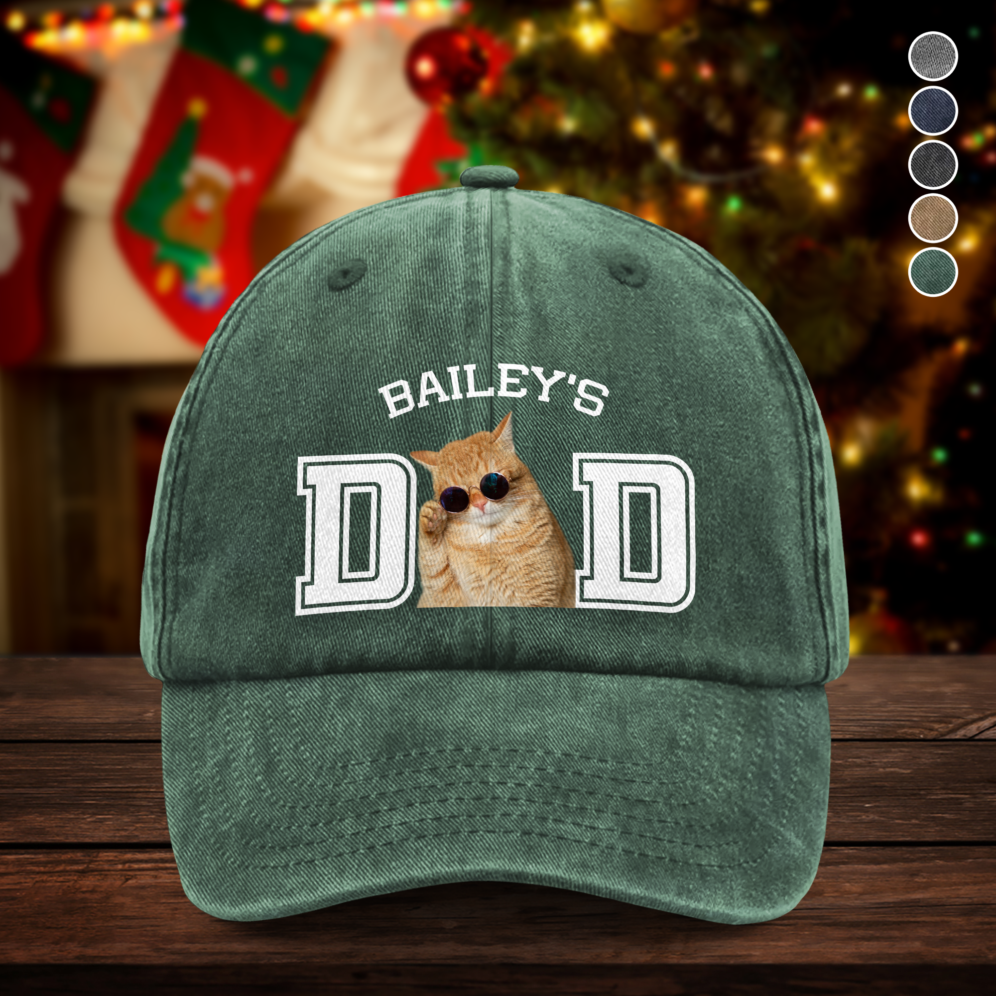 Custom Photo Dog Cat Dad Washed Denim Baseball Cap Ha75 DSMCC