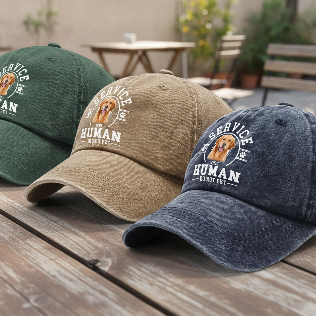 Custom Photo Service Human, Do Not Pet Washed Denim Baseball Cap Ha75 HRRFJ