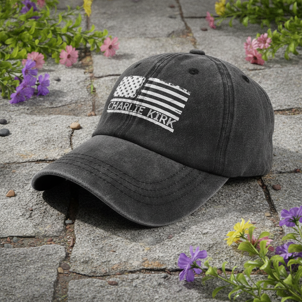 Charlie Kirk Memorial Washed Denim Baseball Cap Ha75 QU87F