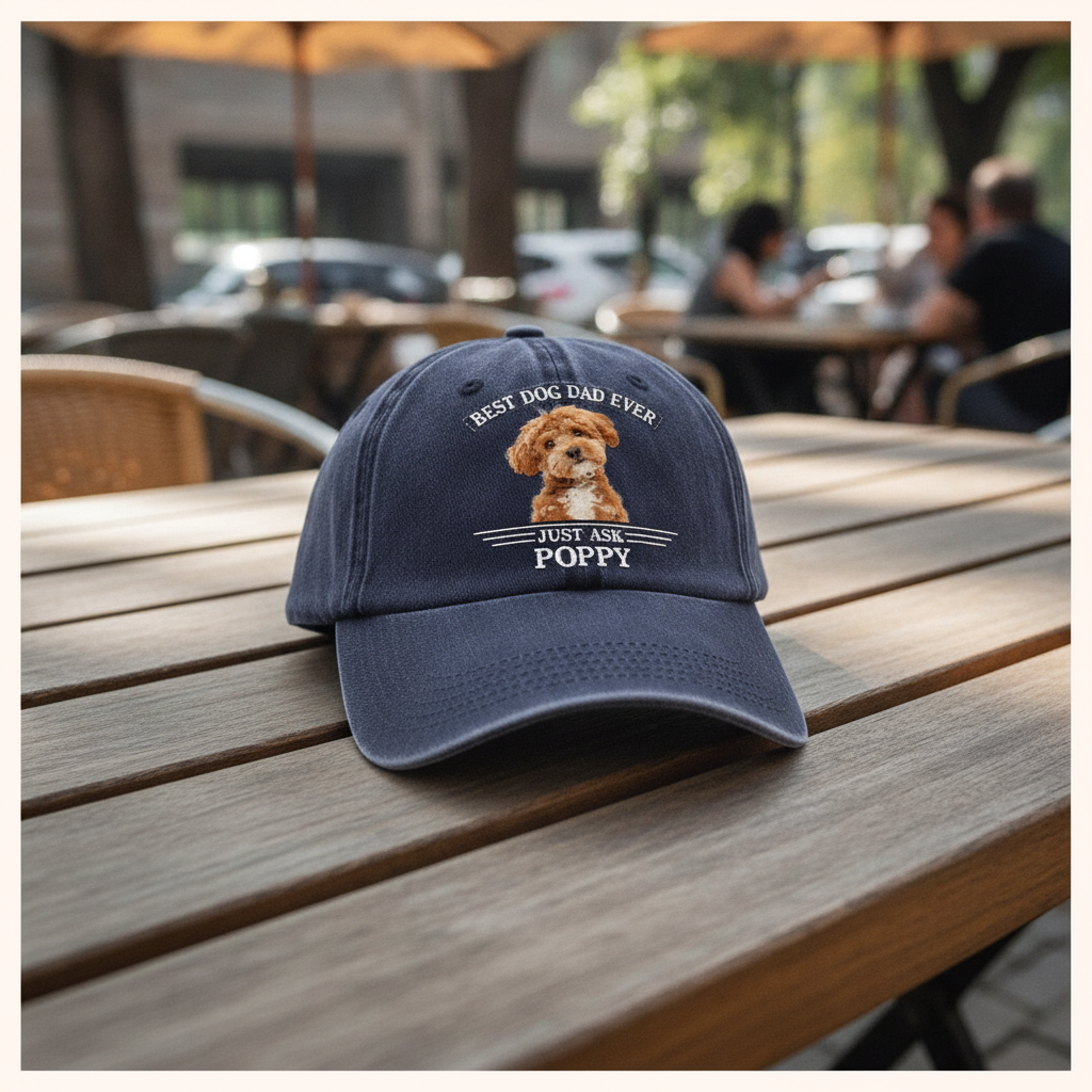 Custom Photo Best Dog Dad/Mom Ever Washed Denim Baseball Cap WTQTH