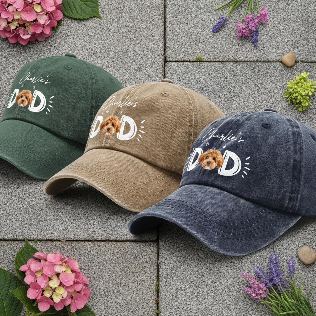 Custom Photo Dog Cat - Dog Mom Cat Mom Washed Denim Baseball Cap Ha75 R2MAH