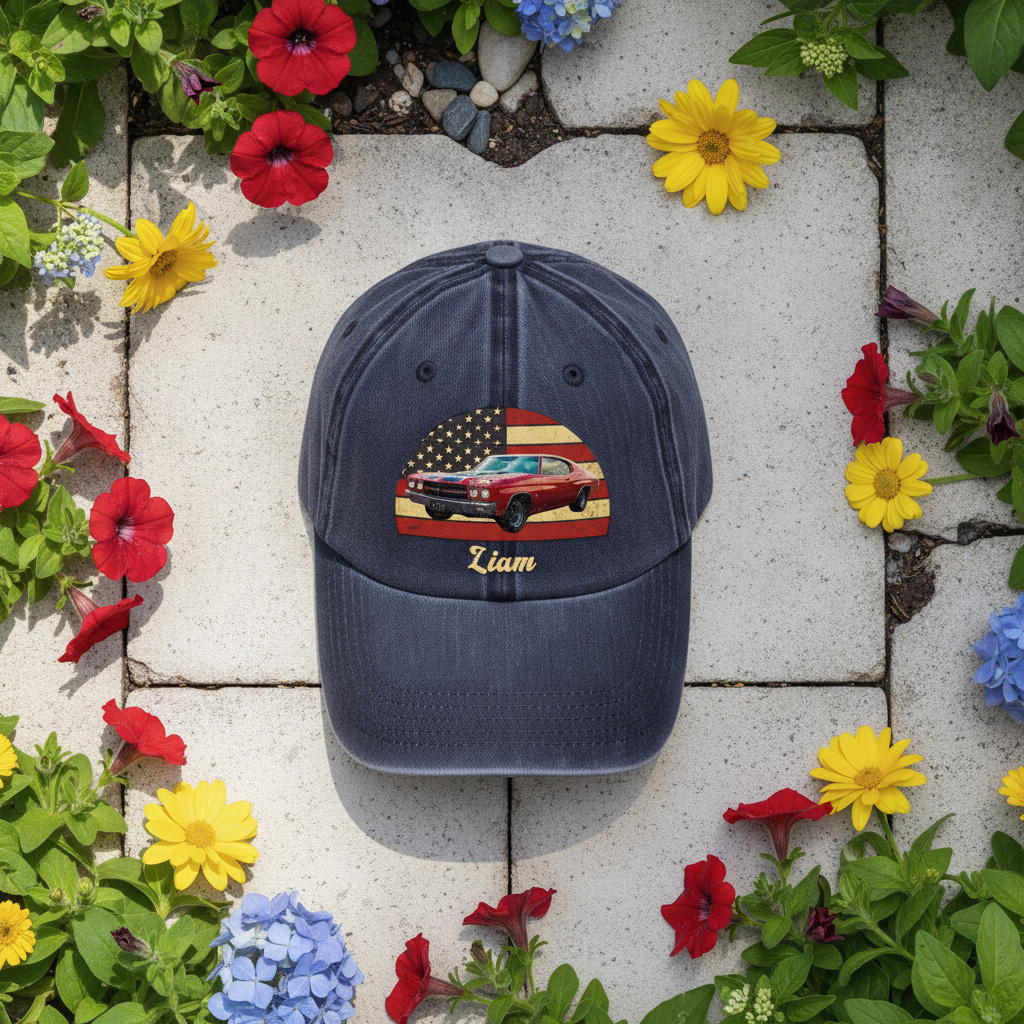 Custom Photo Vintage Retro Car Washed Denim Baseball Cap Ha75 M39W8