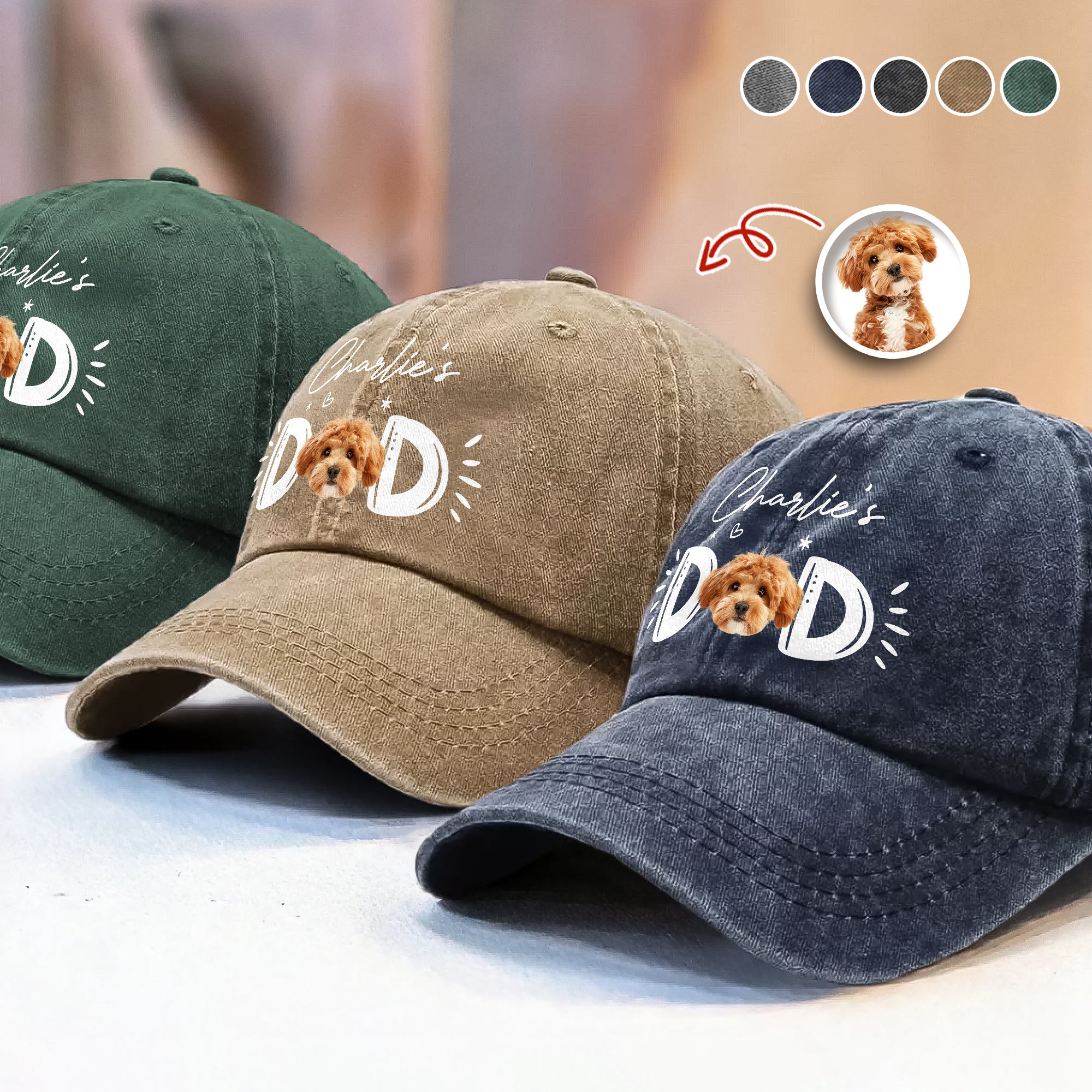 Custom Photo Dog Cat - Dog Mom Cat Mom Washed Denim Baseball Cap Ha75 R2MAH