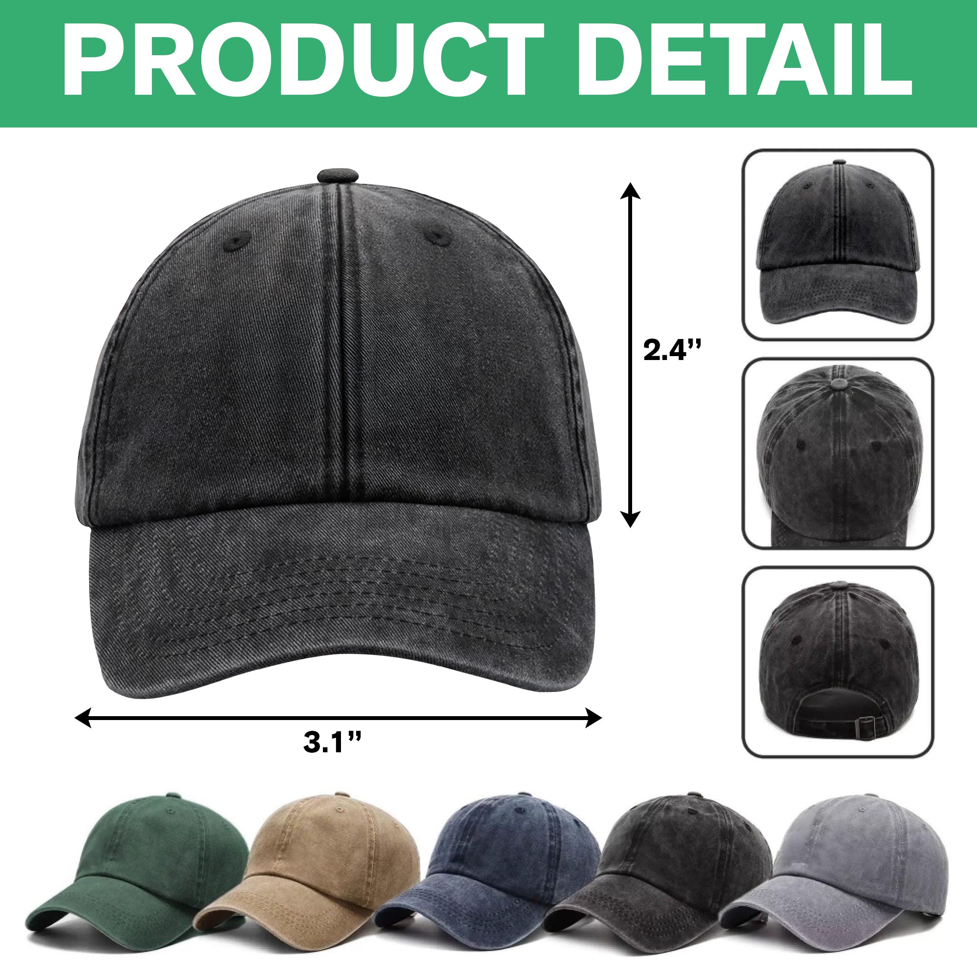 Custom Photo Dog Cat Dad Washed Denim Baseball Cap Ha75 DSMCC