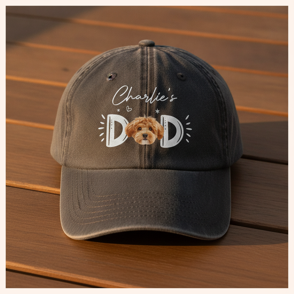 Custom Photo Dog Cat - Dog Mom Cat Mom Washed Denim Baseball Cap Ha75 R2MAH