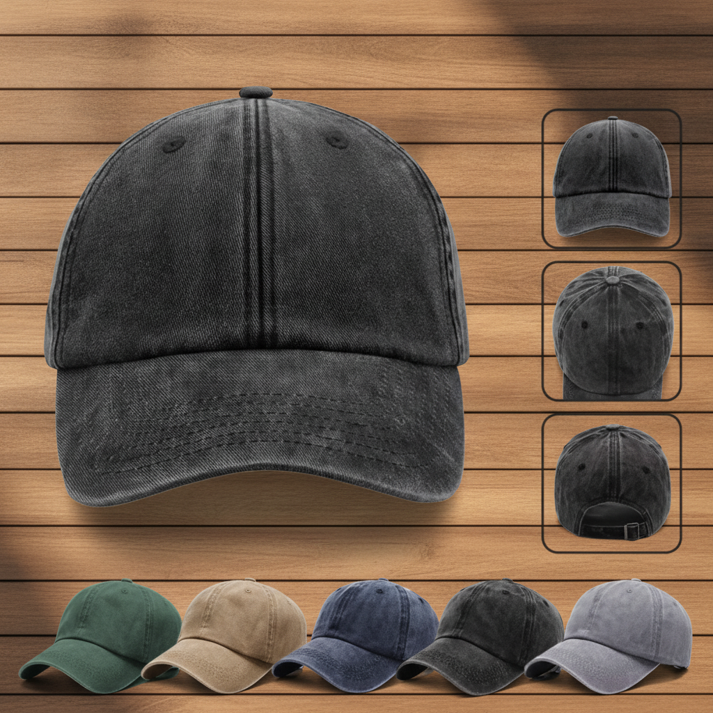 Custom Photo And Name Dog Washed Denim Baseball Cap For Dog Pet Lover Ha75 APVF7