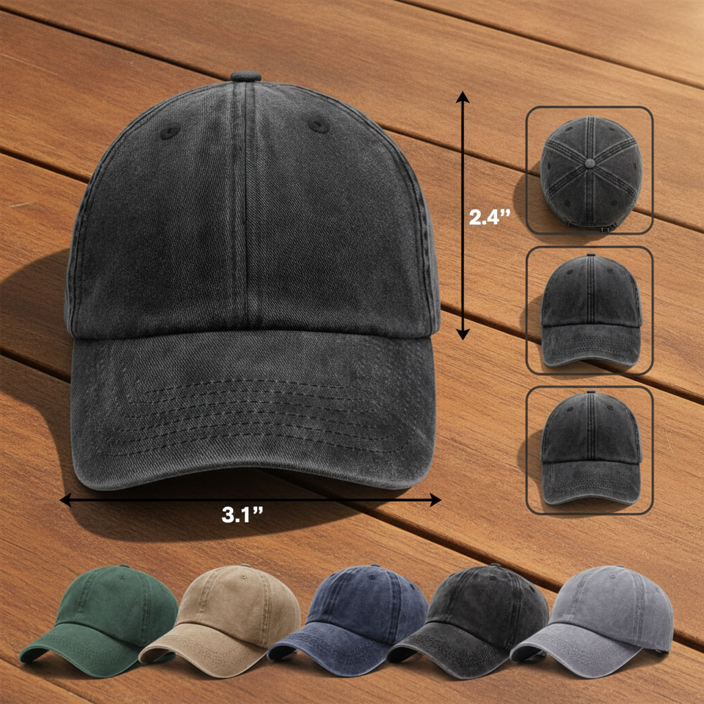 Custom Photo Dog Vintage Retro Washed Denim Baseball Cap Ha75 W35YZ