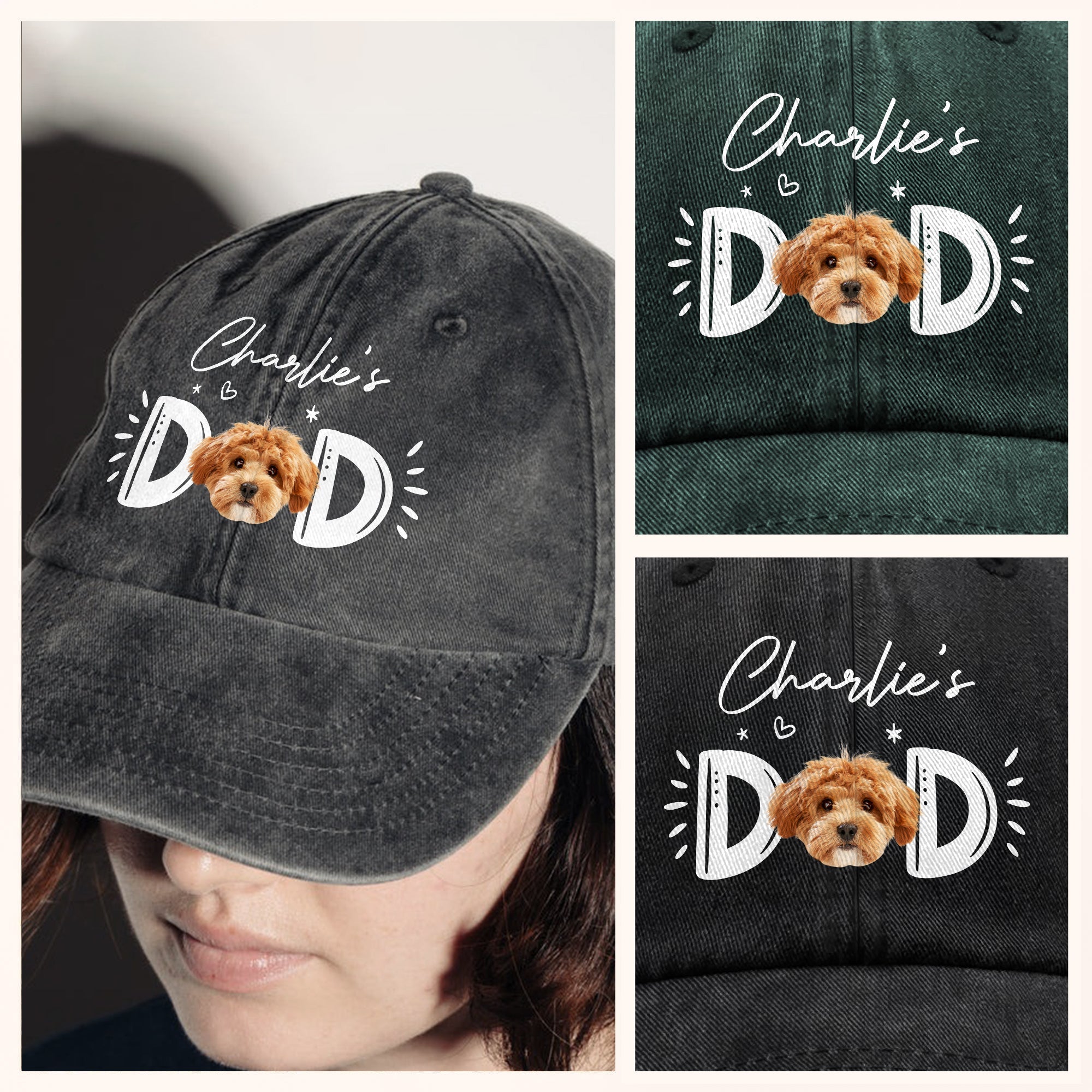 Custom Photo Dog Cat - Dog Mom Cat Mom Washed Denim Baseball Cap Ha75 R2MAH