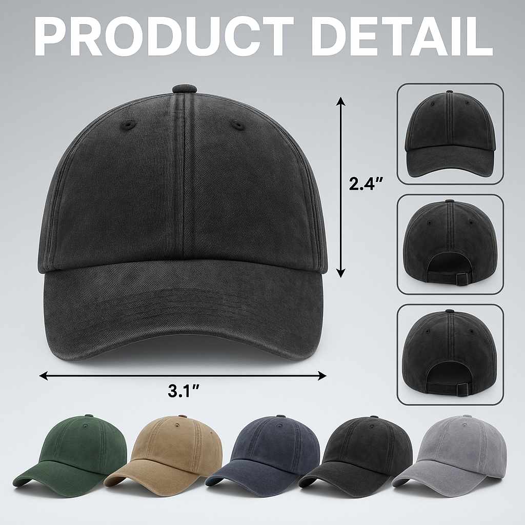 Custom Dog Photo The Dog Father Washed Denim Baseball Cap D8FXR