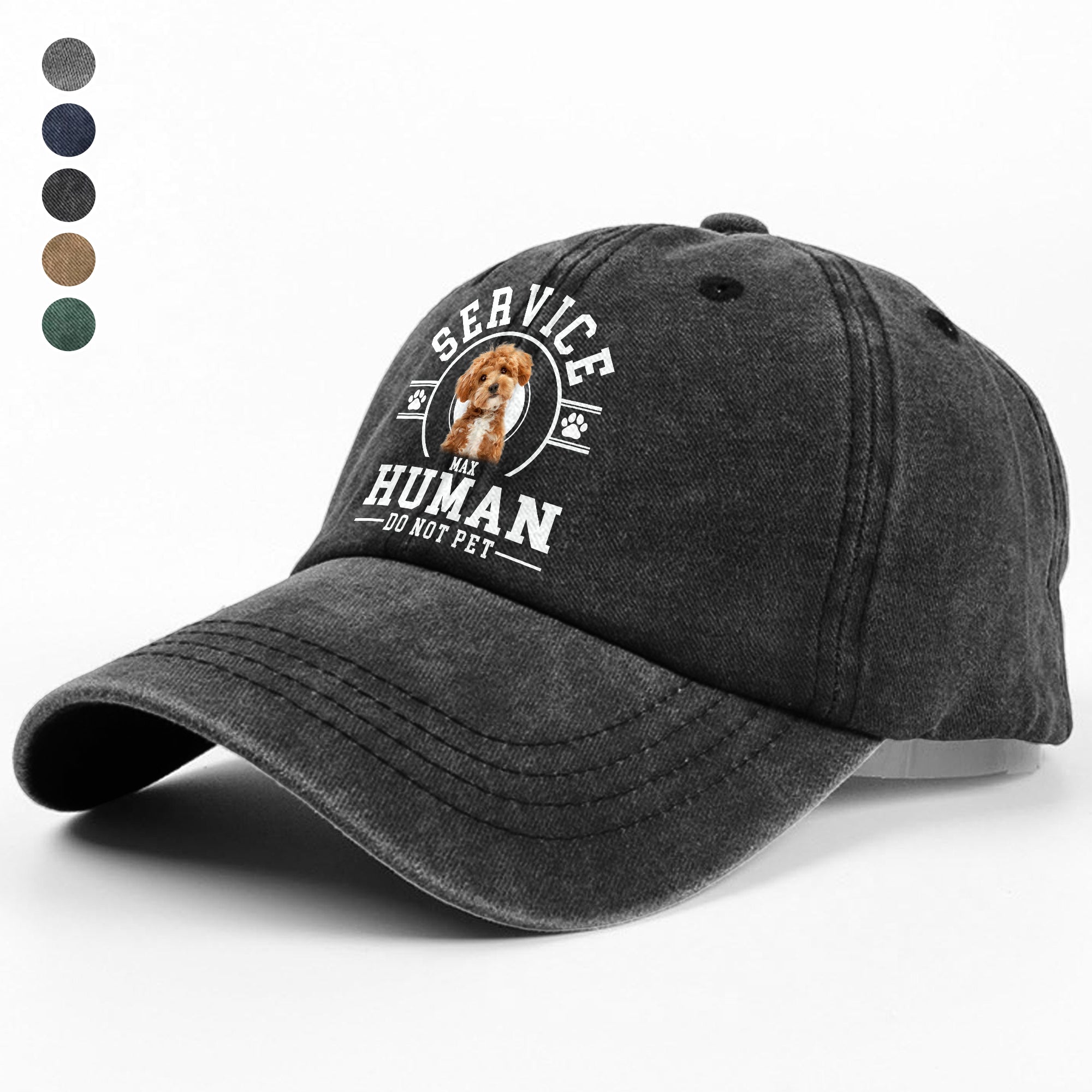 Custom Photo Service Human, Do Not Pet Washed Denim Baseball Cap Ha75 HRRFJ