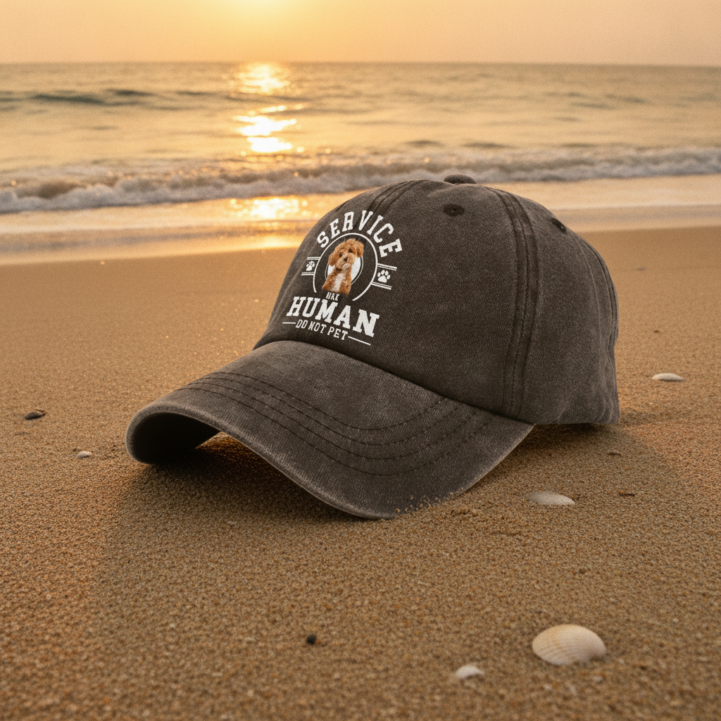Custom Photo Service Human, Do Not Pet Washed Denim Baseball Cap Ha75 HRRFJ