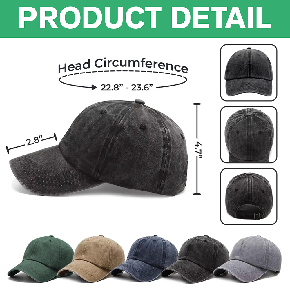 Custom Photo Kid Dad Washed Denim Baseball Cap Ha75 N2RRM