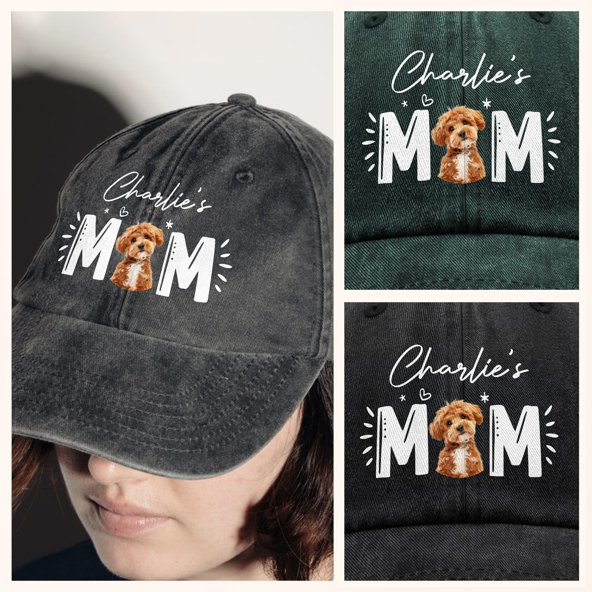 Custom Photo Dog Cat - Dog Mom Cat Mom Washed Denim Baseball Cap Ha75 R2MAH