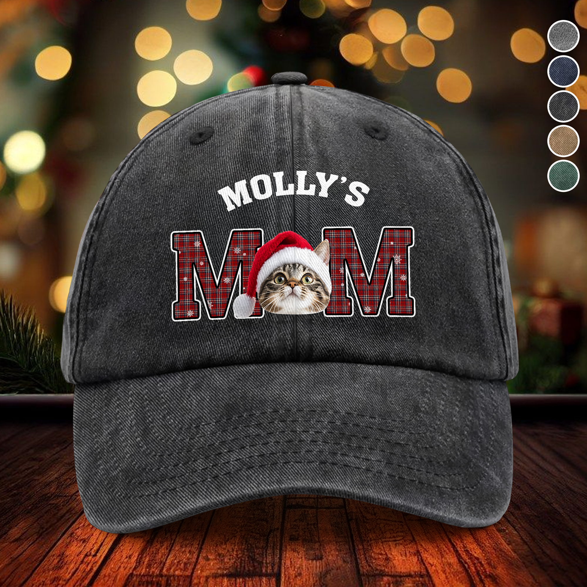 Custom Dog Cat Face Washed Denim Baseball Cap Christmas NYXRX