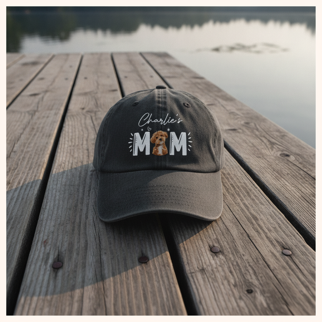 Custom Photo Dog Cat - Dog Mom Cat Mom Washed Denim Baseball Cap Ha75 R2MAH