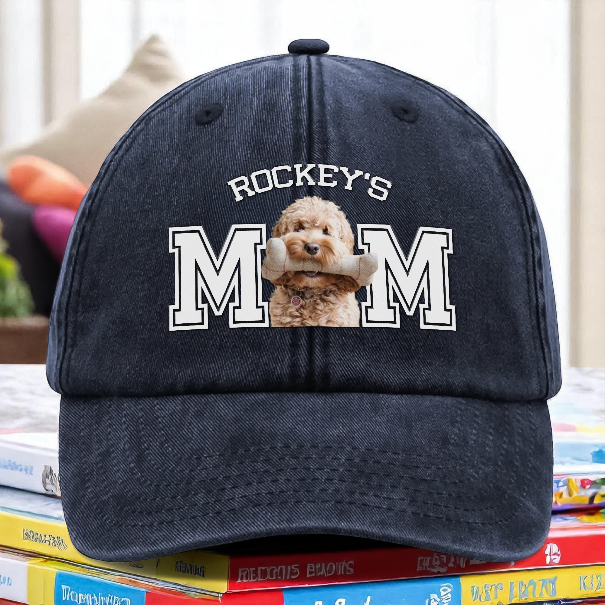 Custom Photo Dog Cat Dad Washed Denim Baseball Cap Ha75 4JKSN