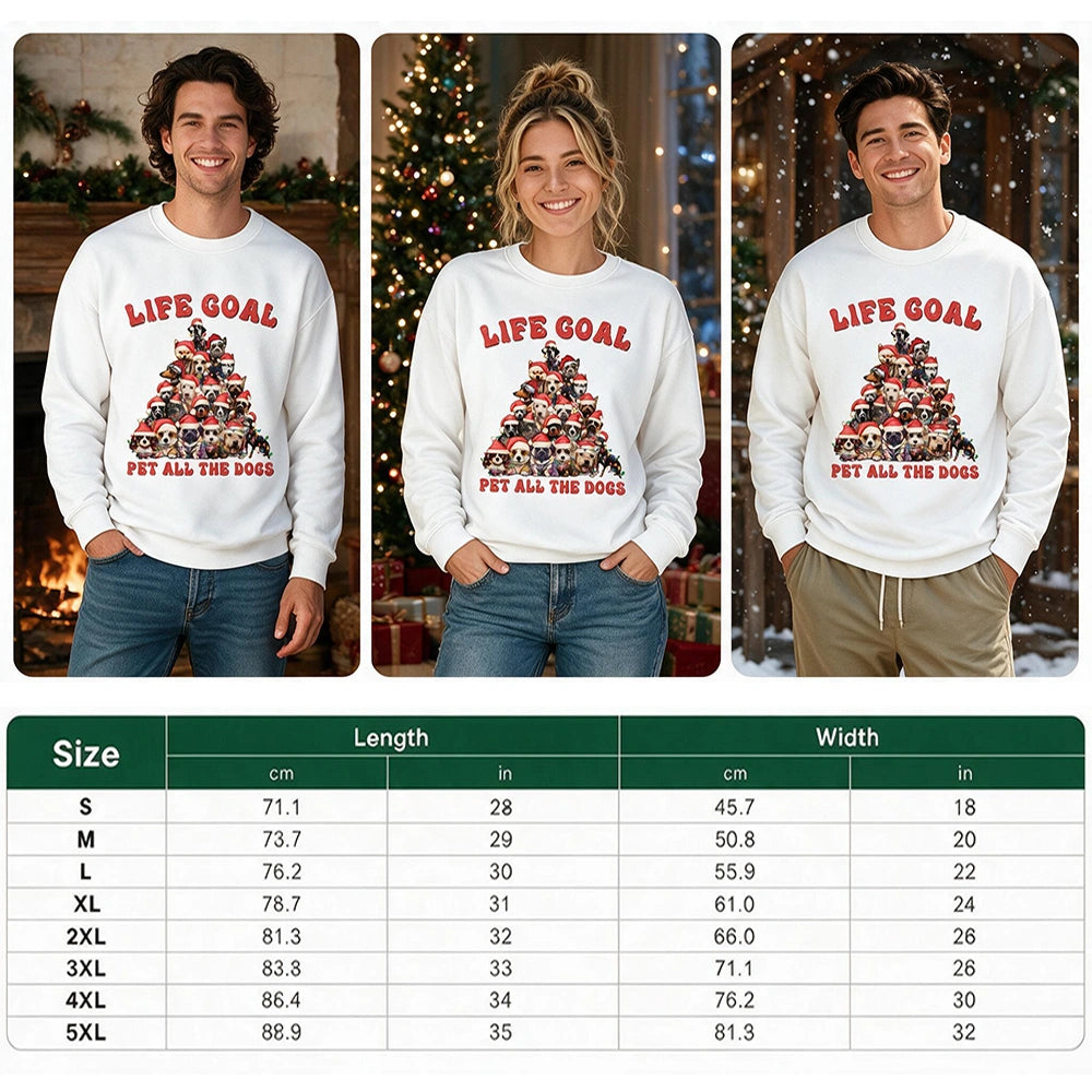 Custom Photo Sweatshirt Life Goal Pet All The Dogs Christmas 0NJBG