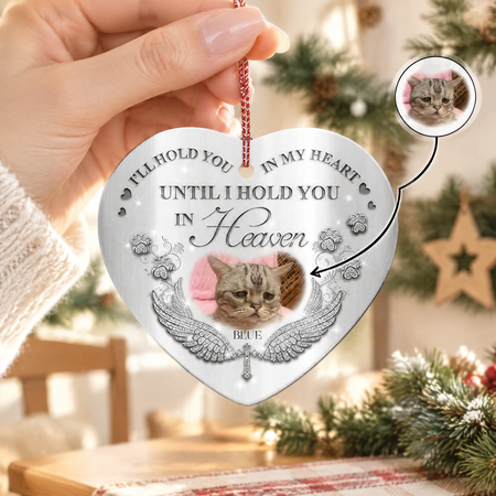 Custom Photo Upload Acrylic Ornament with Angel Wings & Hearts T77C5