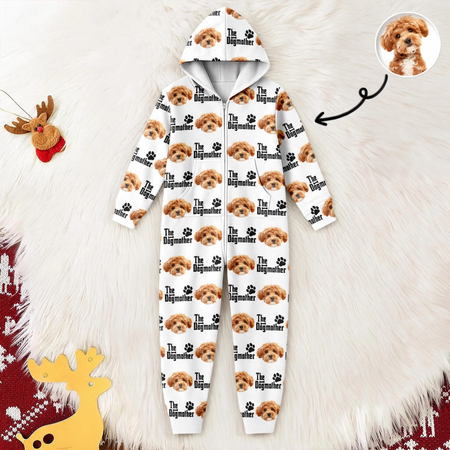 Custom Photo Upload The Dogmother Onesie Pajamas with Paw Prints UOYWC