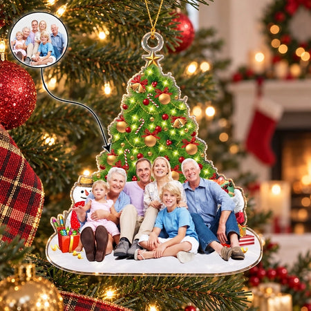 Custom Photo Upload Acrylic Ornament with Christmas Tree Design HK2AK