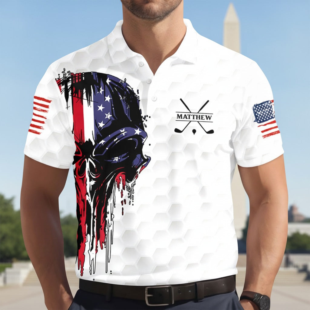 Personalized American Skull Flag Polo Shirt EPJQ3