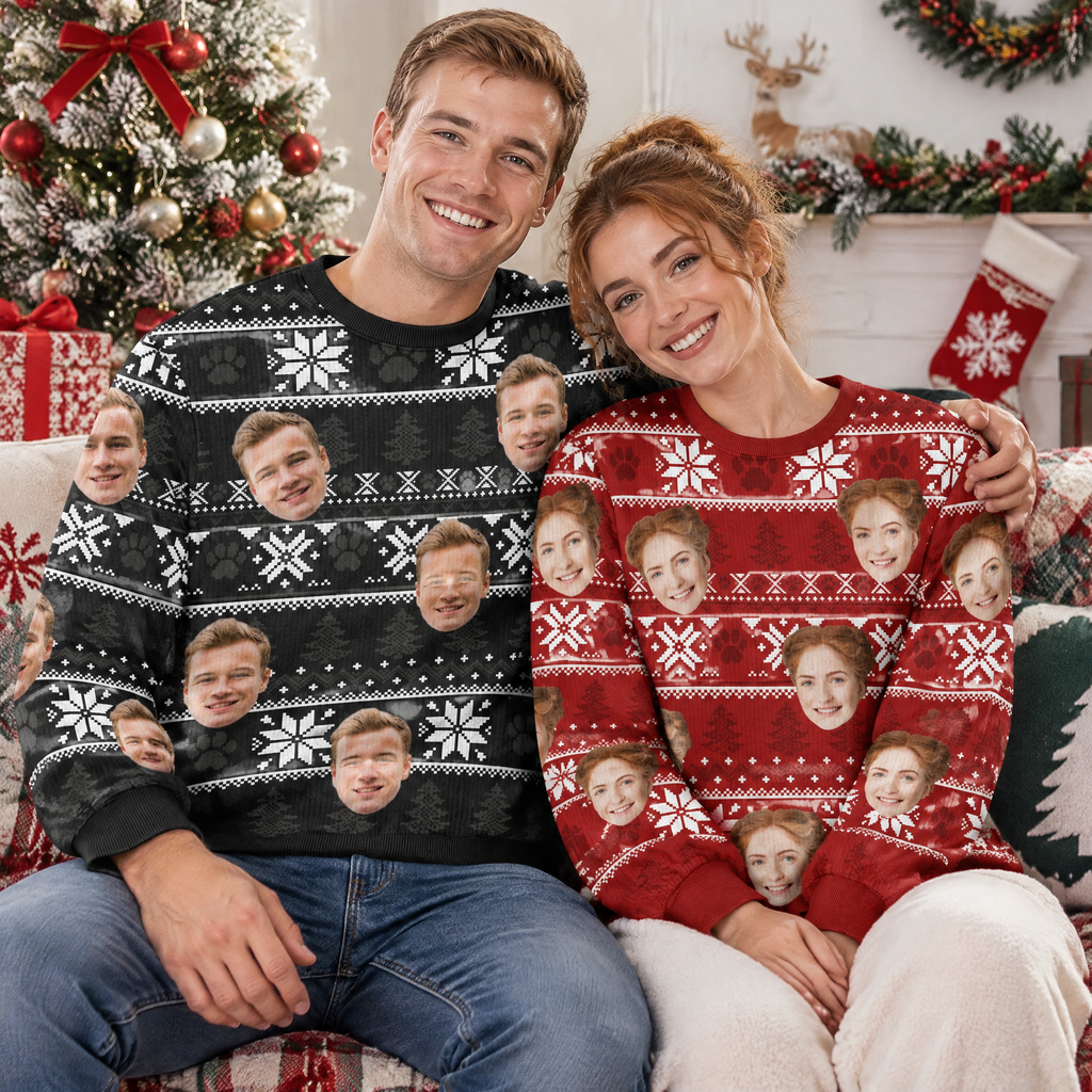Funny Face May Your Christmas Be Hairy And Bright Ugly Sweater E3YFK