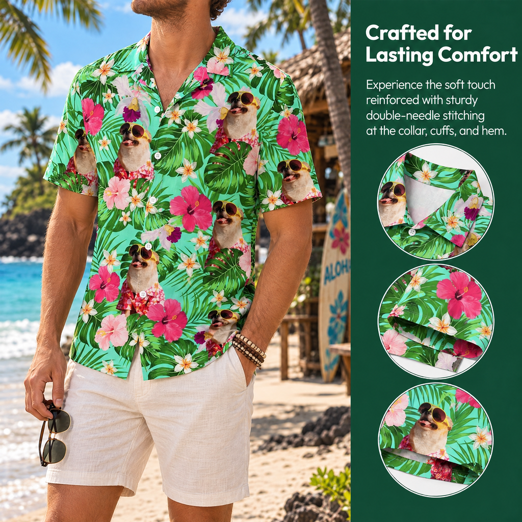 Custom Dog Photo Tropical Style Hawaiian Shirt FY6U8