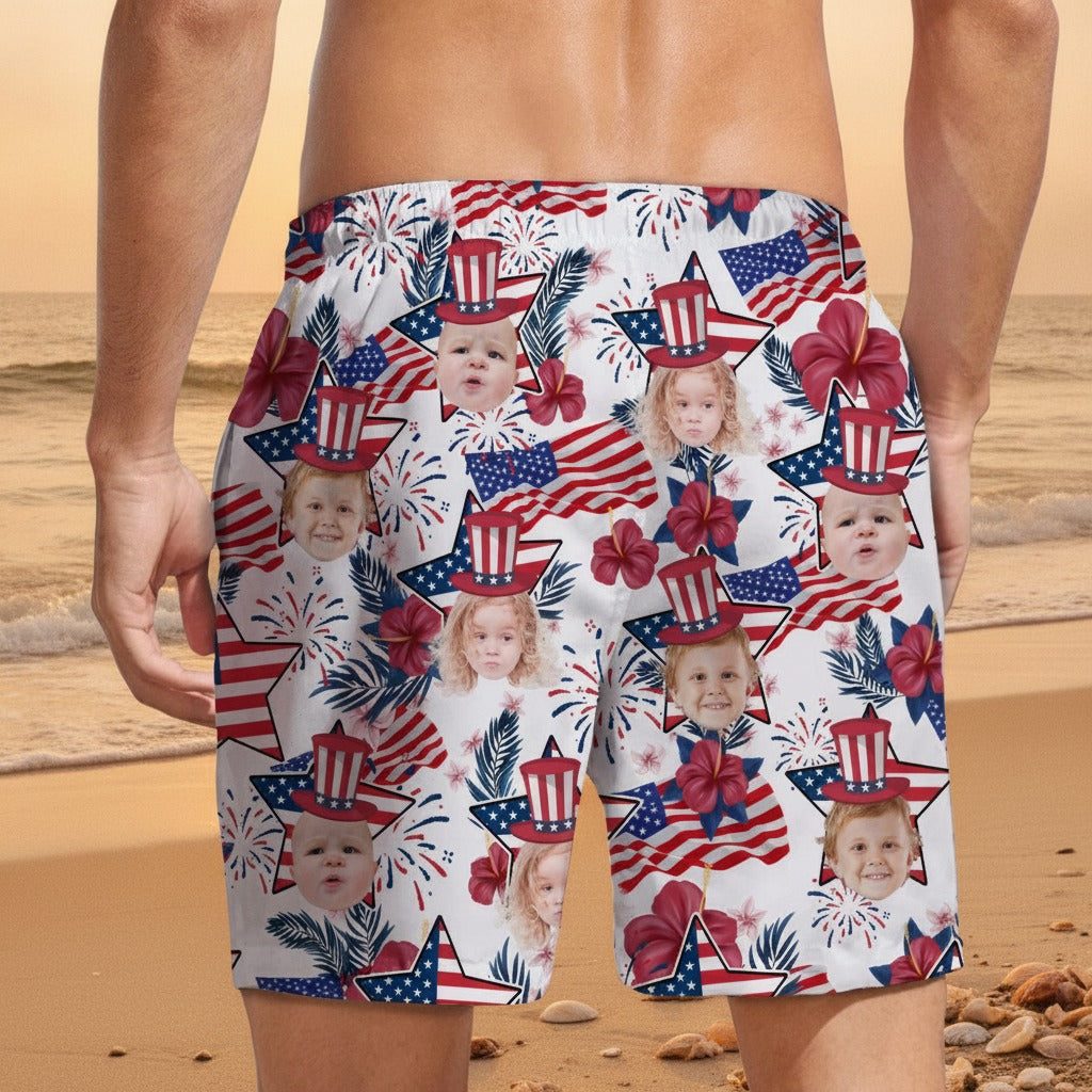Custom Photo US Flag Hawaii Beach Short 3FLB7