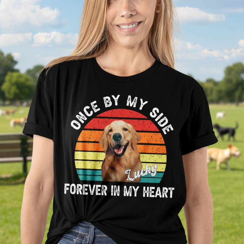 Once By My Side Forever In My Heart Dog Photo Shirt at dog park