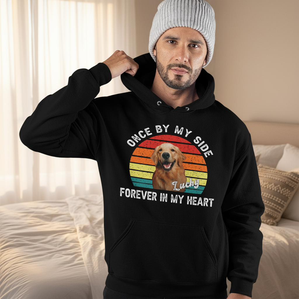 Once By My Side Forever In My Heart Dog Photo Shirt in cozy bedroom