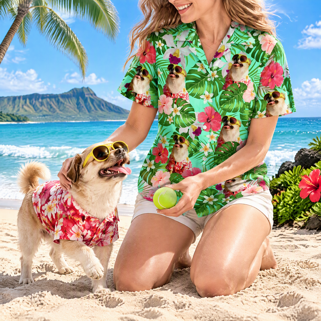 Custom Dog Photo Tropical Style Hawaiian Shirt FY6U8