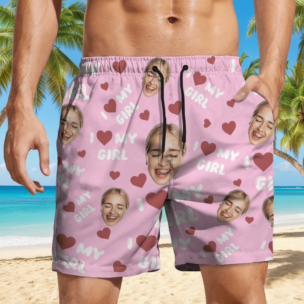 Custom Photo I Love My Wife Girlfriend Beach Short TW7K9
