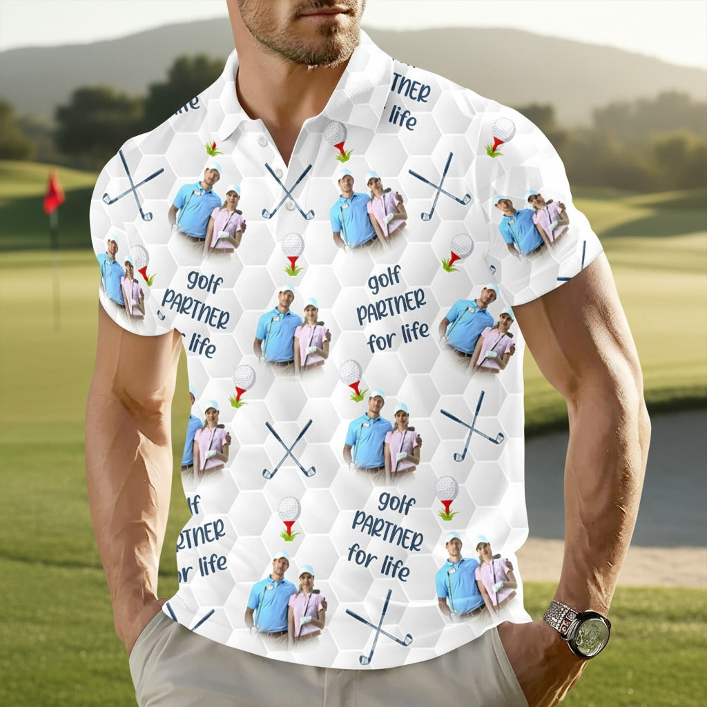 Custom Golf Partner For Life Photo Polo Shirt FR7JN