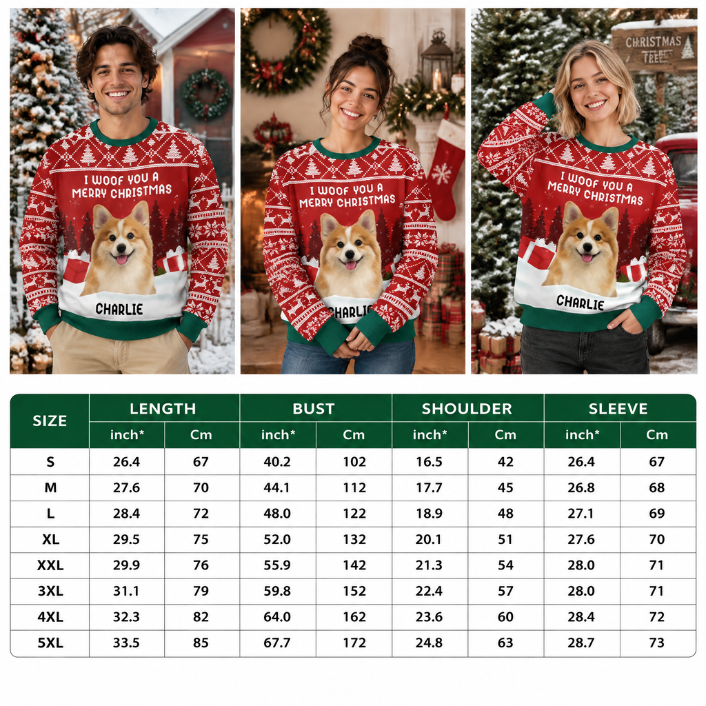 Custom Photo Upload Sweater We Woof You A Merry Christmas SQC4B