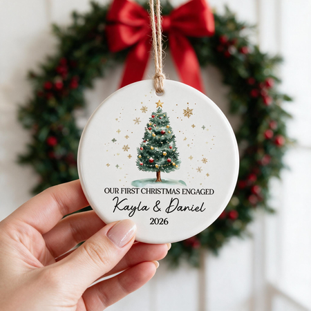 Custom Personalized Ceramic Ornament with Christmas Tree & Snowflakes YD48H