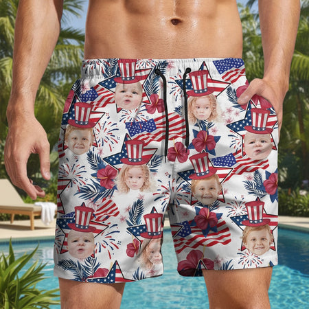 Custom Photo US Flag Hawaii Beach Short 3FLB7