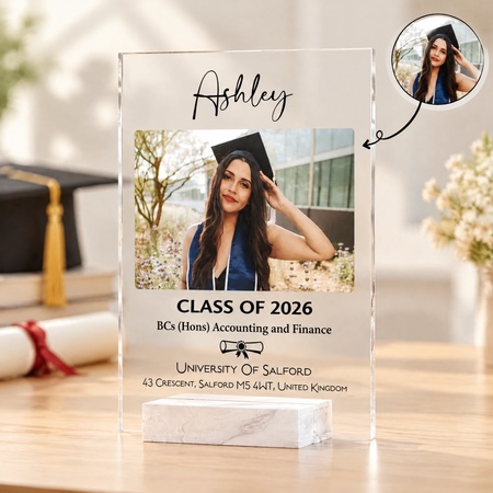 Custom Photo Upload Acrylic Ornament with Graduation Design 3MHTL