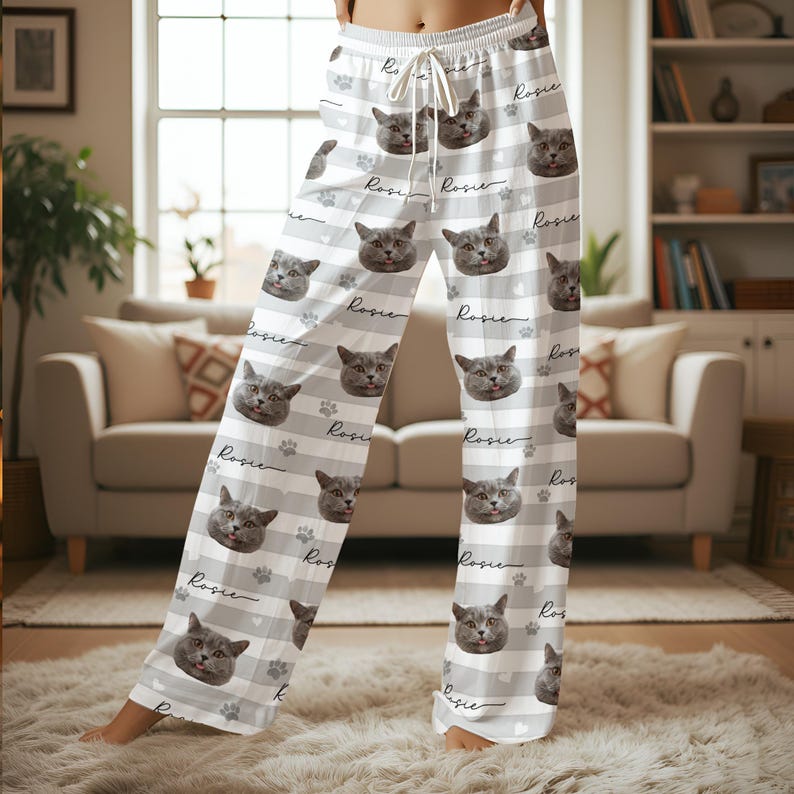 Custom Photo Upload Pajamas with Pink Stripes PA01