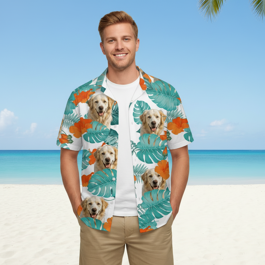 Custom Funny Family Pet Face Dog Cat Hawaiian Shirt — Family Gift AWHTG