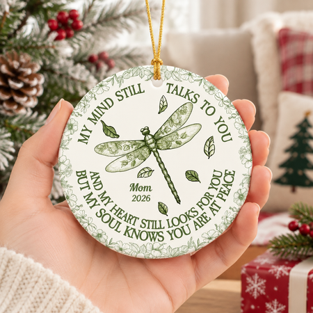 Custom Personalized Ceramic Ornament with Hummingbirds & Floral Border VE8U6
