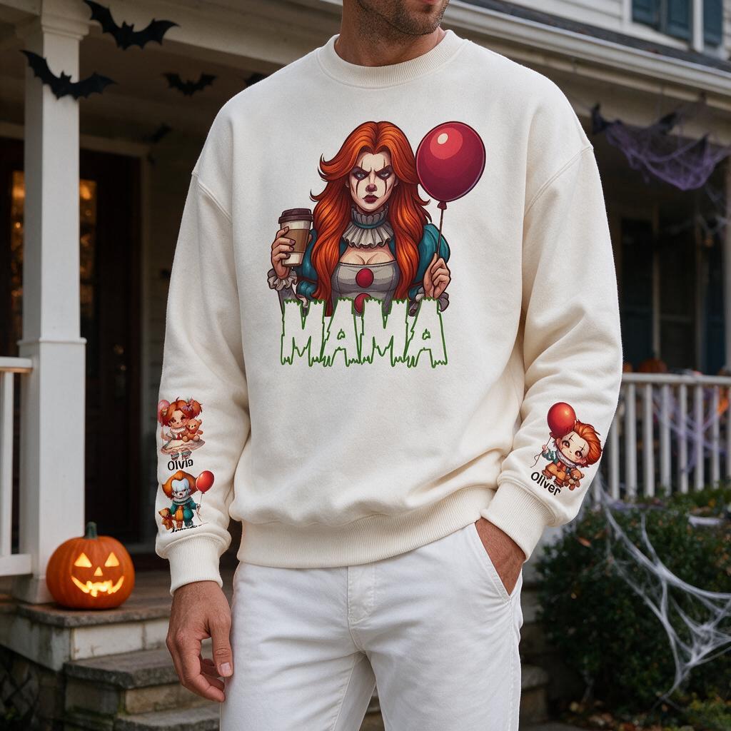 Personalized IT Halloween Sweatshirt With Kid's Names Funny Gift For Mom 2HU9H